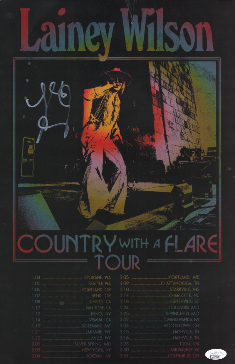 Lainey Wilson Signed Autograph 11x17 Country With Flare Concert Poster JSA COA
