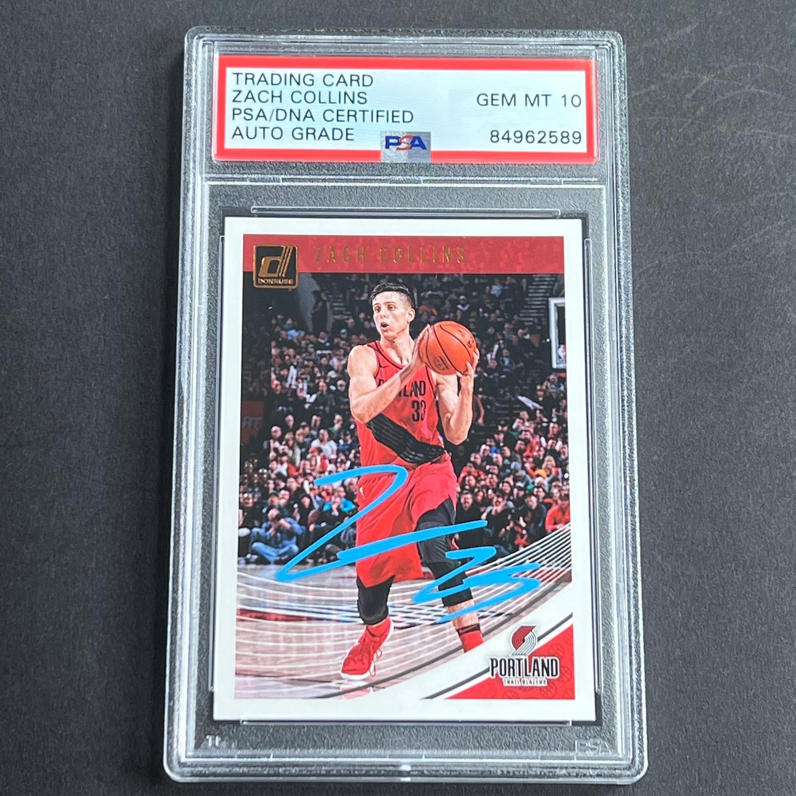 2018-19 Panini Donruss #31 ZACH COLLINS Signed Card AUTO Grade 10 PSA Slabbed Bl
