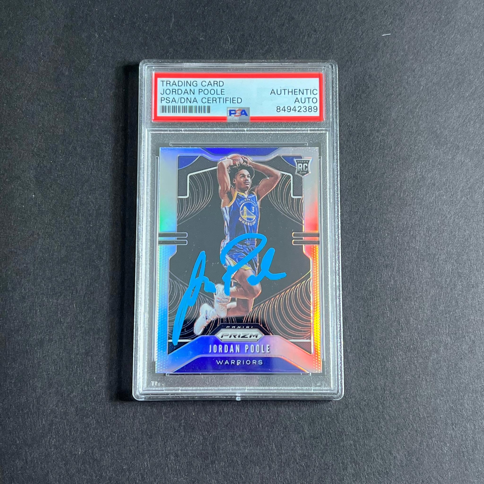 2019 Panini Prizm Silver #272 Jordan Poole Signed Rookie Card PSA Slabbed RC War

