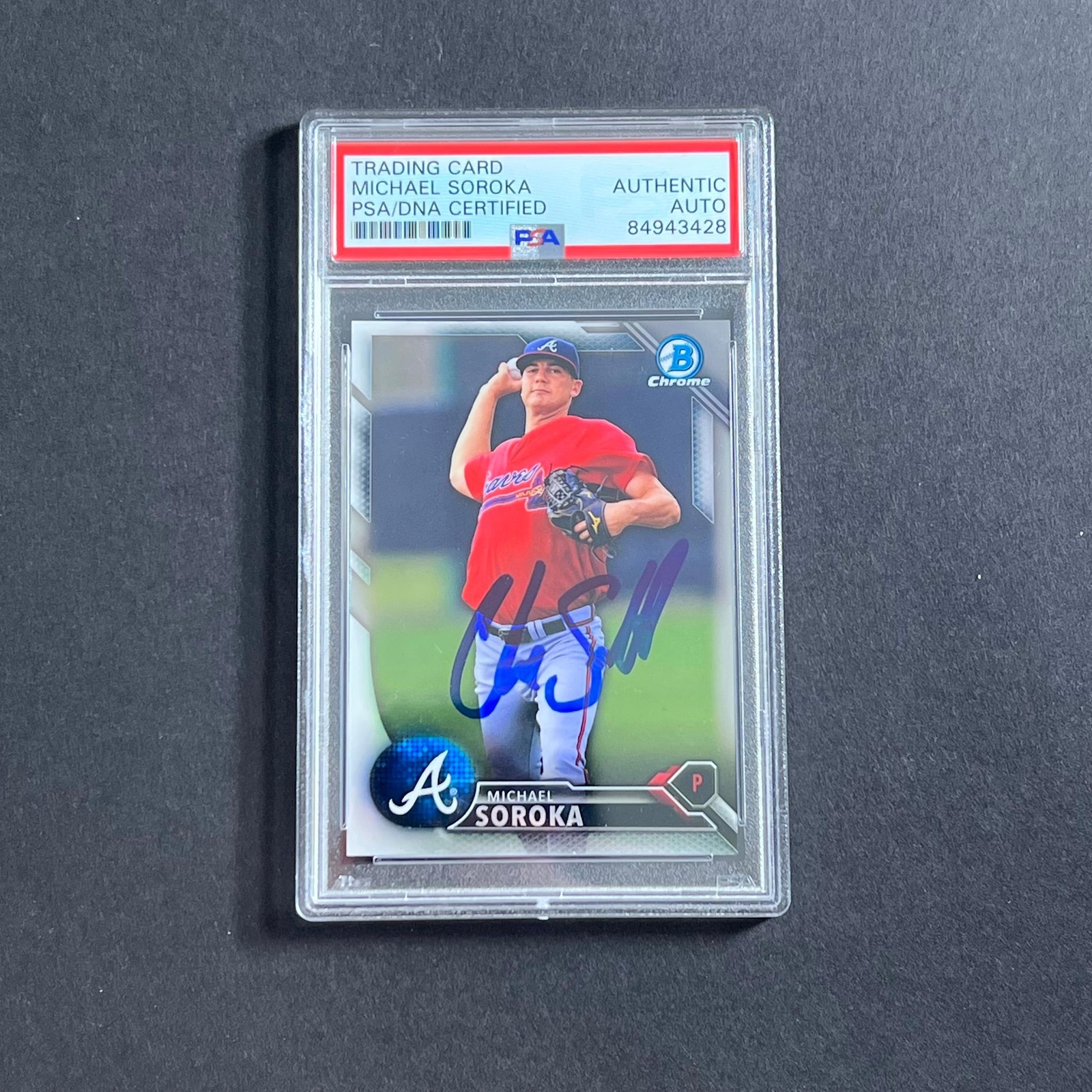 2016 Bowman Chrome #BCP195 MIKE SOROKA Signed Card PSA Slabbed Braves
