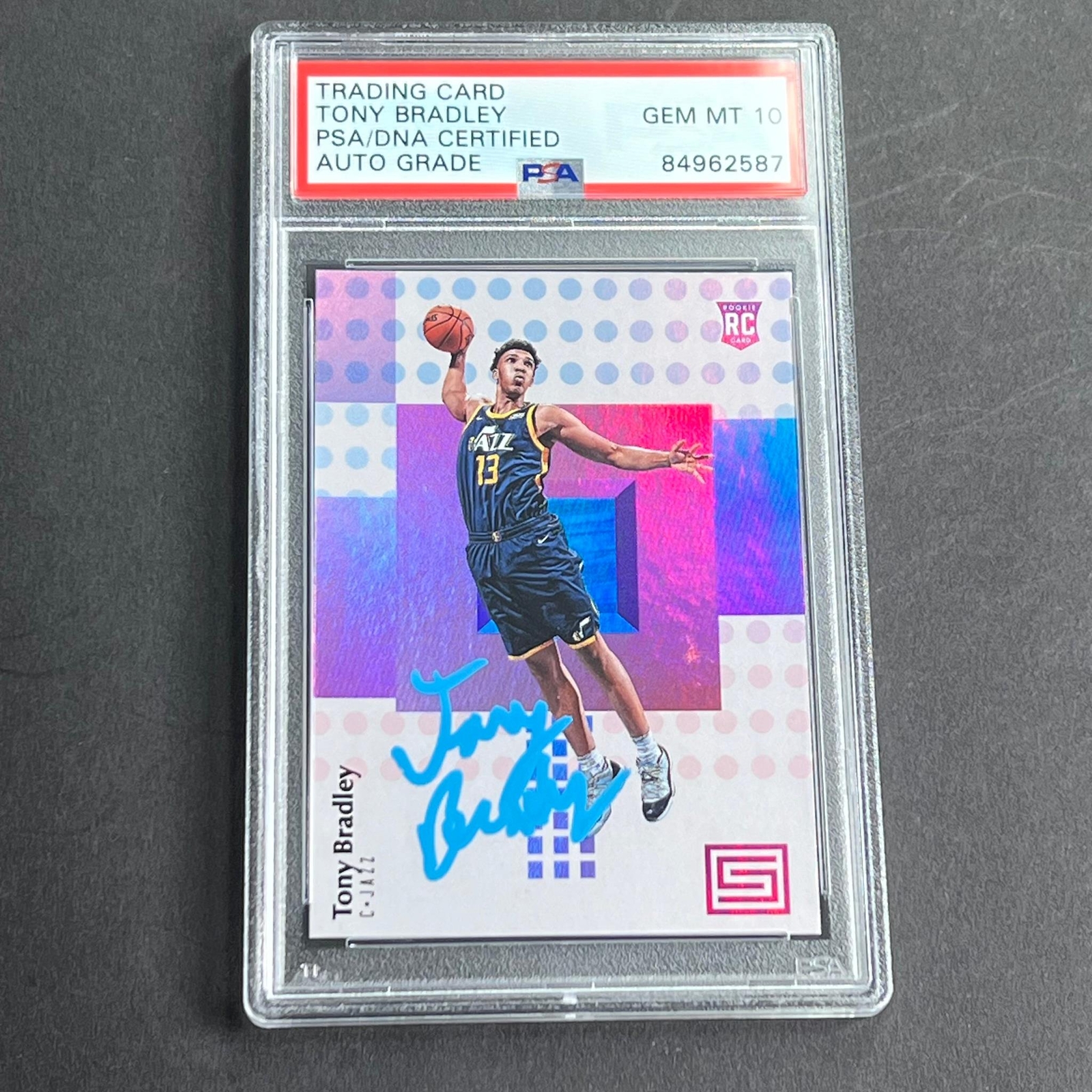 2017-18 Panini Status #117 Tony Bradley Signed Card AUTO PSA Slabbed RC Jazz
