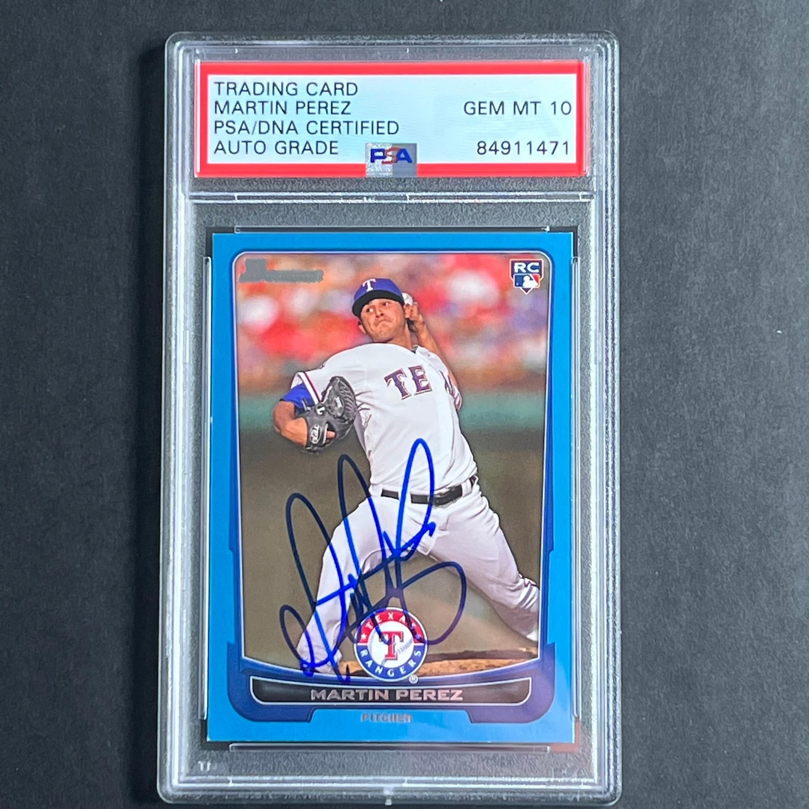 2012 Topps Bowman Chrome #17 Martin Perez Signed Card PSA AUTO 10 Slabbed RC Ran
