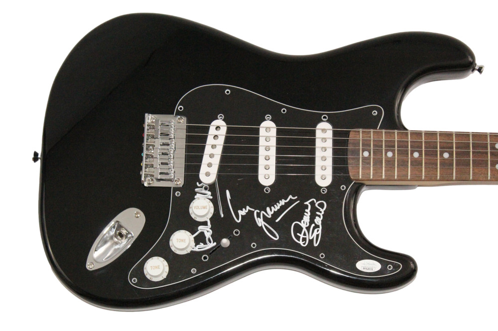 Foreigner Band Signed Autograph Fender Electric Guitar Lou Gramm Rick Wills JSA
