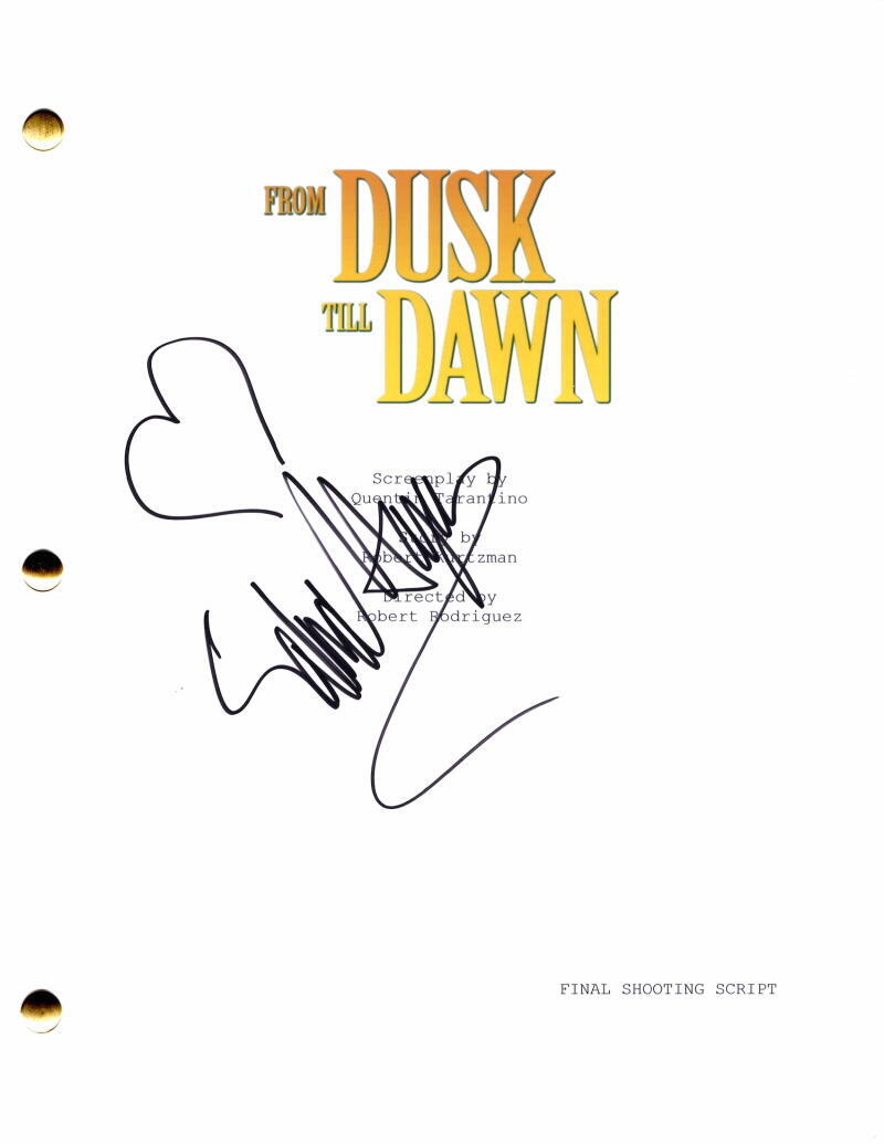 Salma Hayek Signed Autograph From Dusk Till Dawn Movie Script w/ George Clooney
