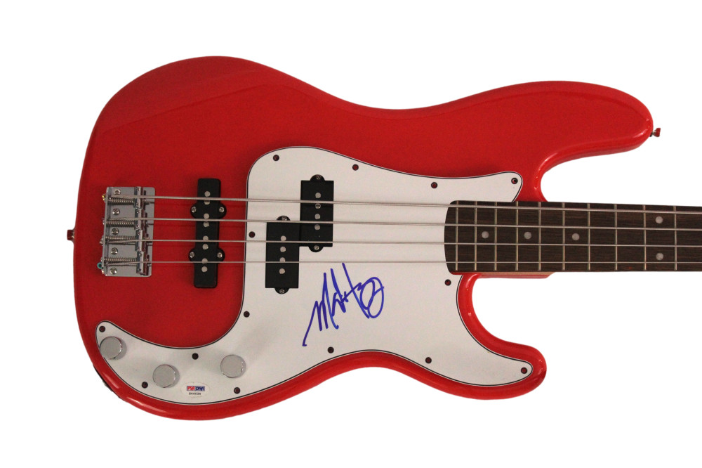 MARK HOPPUS SIGNED AUTOGRAPH RED FENDER ELECTRIC BASS GUITAR BLINK-182 PSA COA
