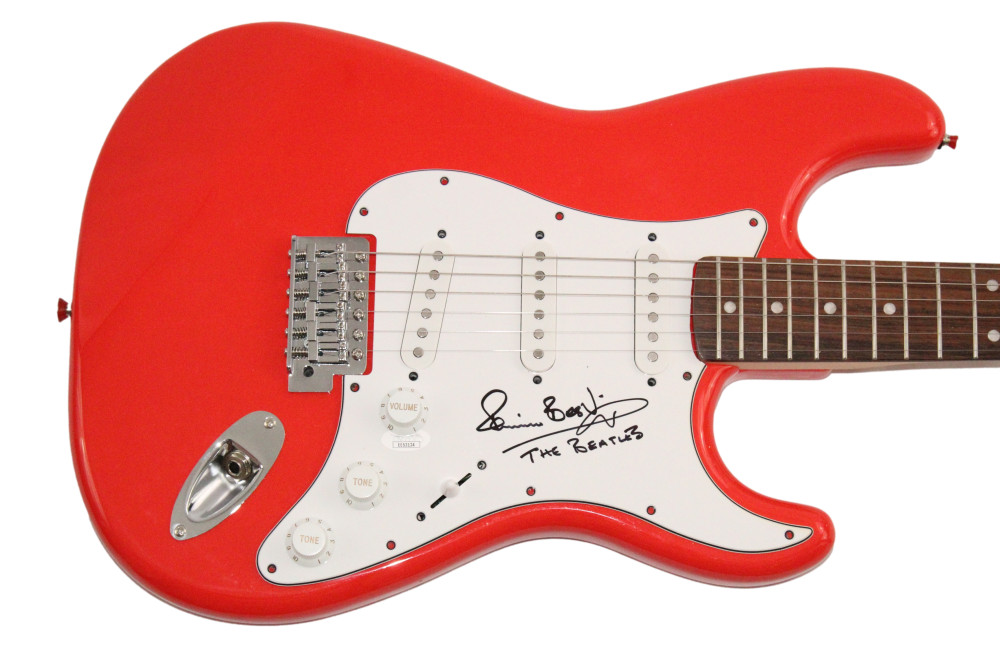 Pete Best The Beatles Signed Autograph Red Fender Electric Guitar w/ JSA COA
