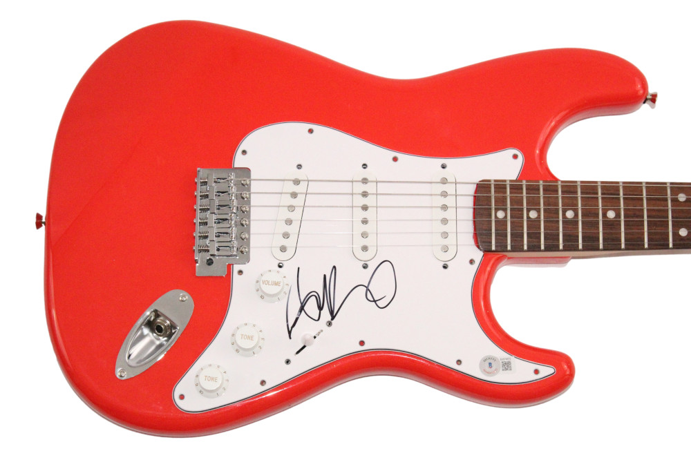 Dan Reynolds Imagine Dragons Signed Autograph Red Fender Guitar w/ Beckett COA
