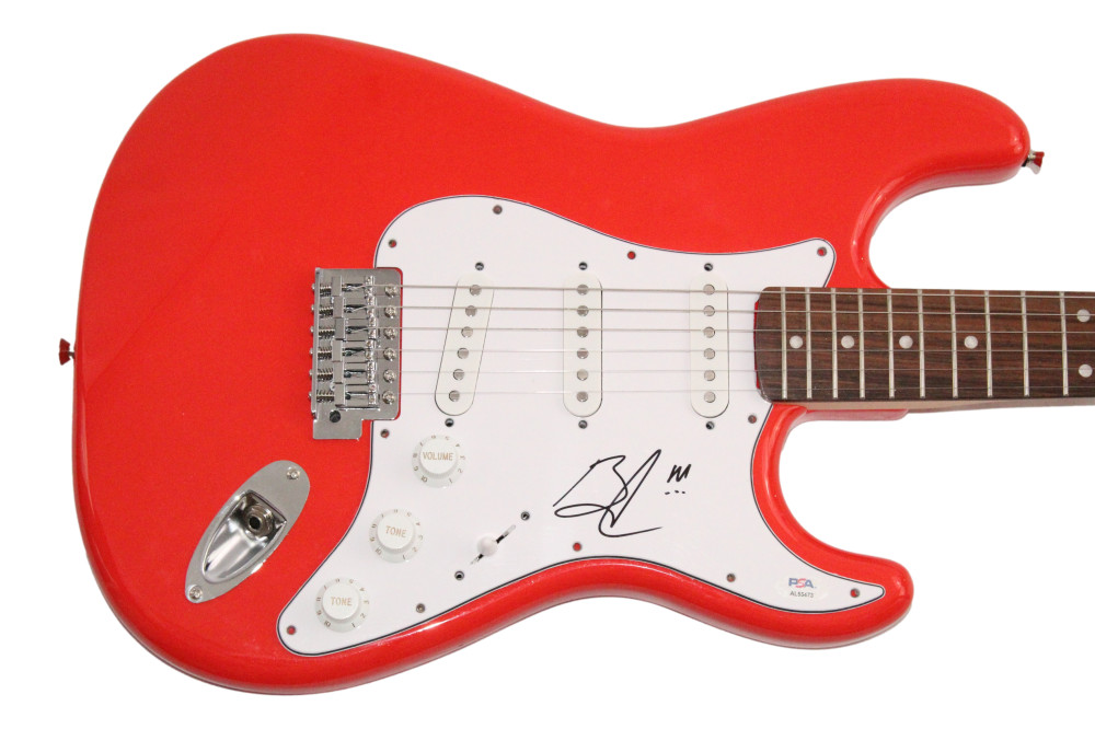 Brent Smith Shinedown Signed Autograph Red Fender Guitar - Us and Them PSA COA
