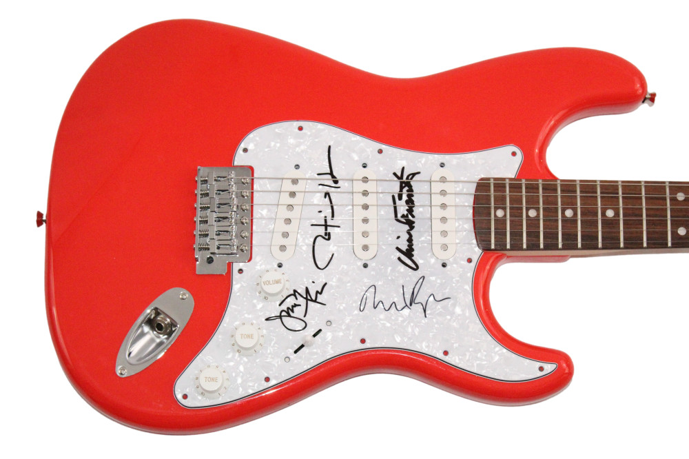 Talking Heads Full Band Signed Autograph Red Fender Guitar - David Byrne +3 JSA

