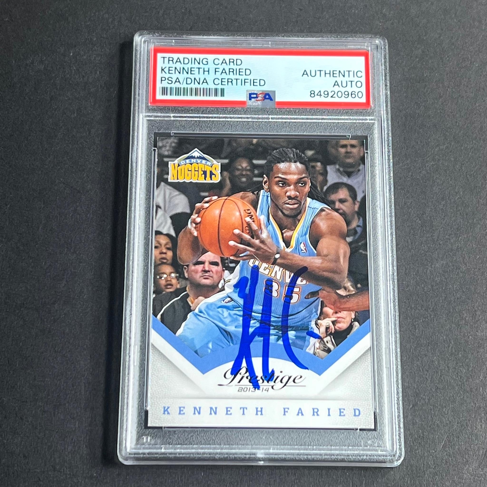 2013-2014 Panini Prestige #31 Kenneth Faried Signed AUTO PSA Slabbed Nuggets
