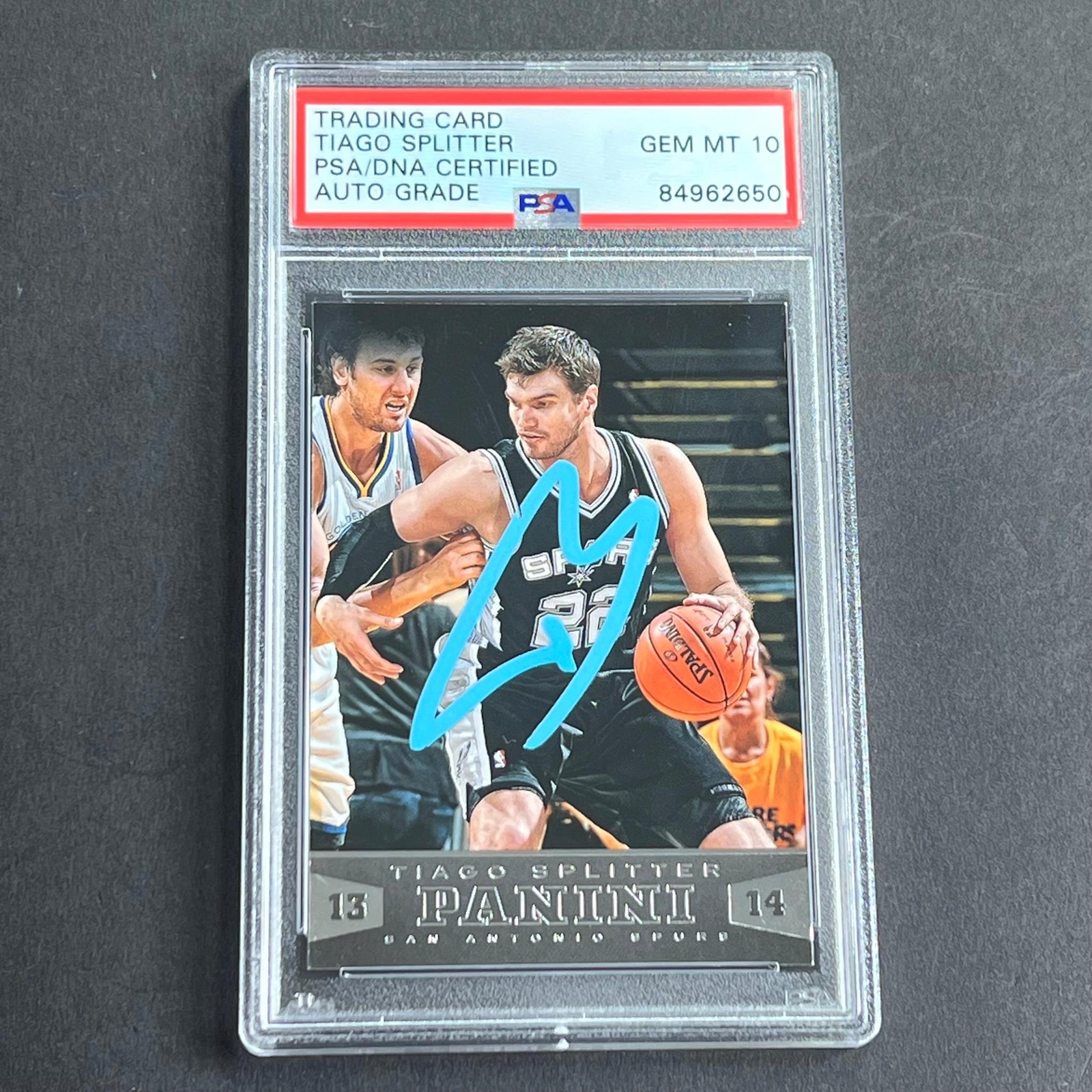 2013-14 Panini #68 Tiago Splitter Signed Card AUTO Grade 10 PSA Slabbed Spurs
