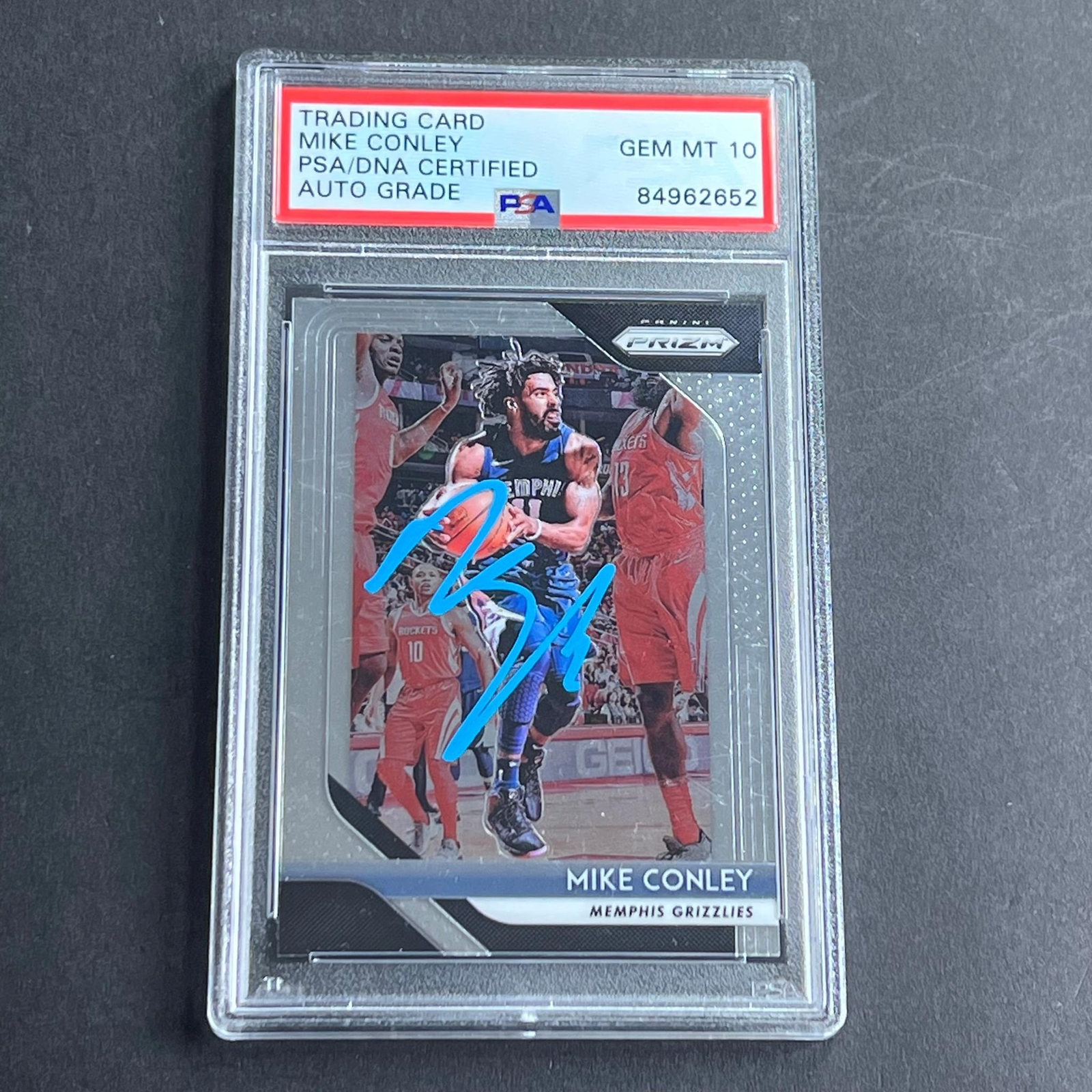 2018-2019 Panini Prizm #86 Mike Conley signed Card Auto Grade 10 PSA Slabbed Gri
