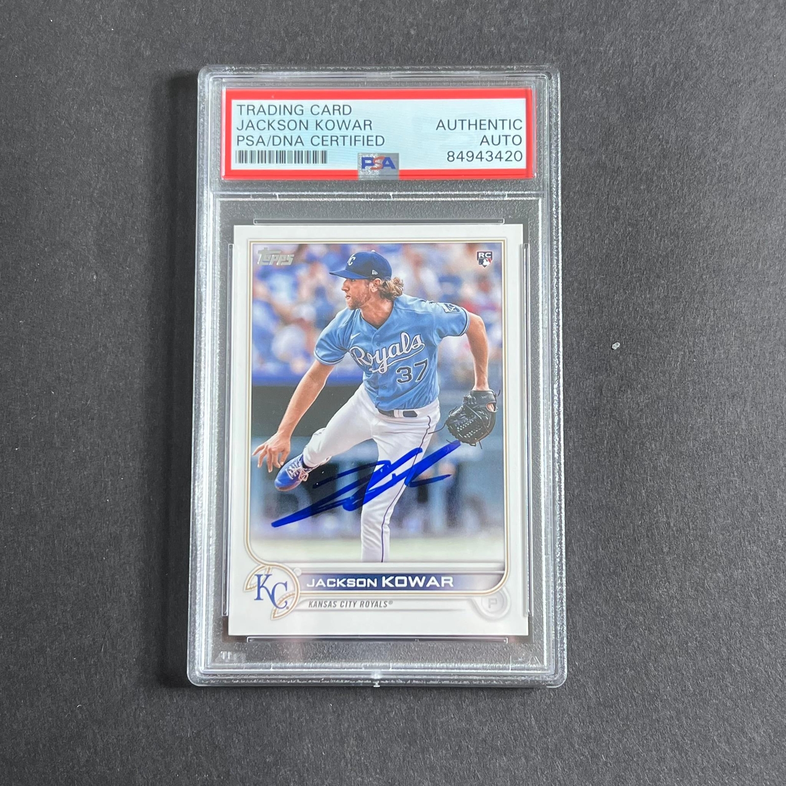 2022 Topps Rookie Card #264 Jackson Kowar Signed Card Auto PSA Slabbed Royals
