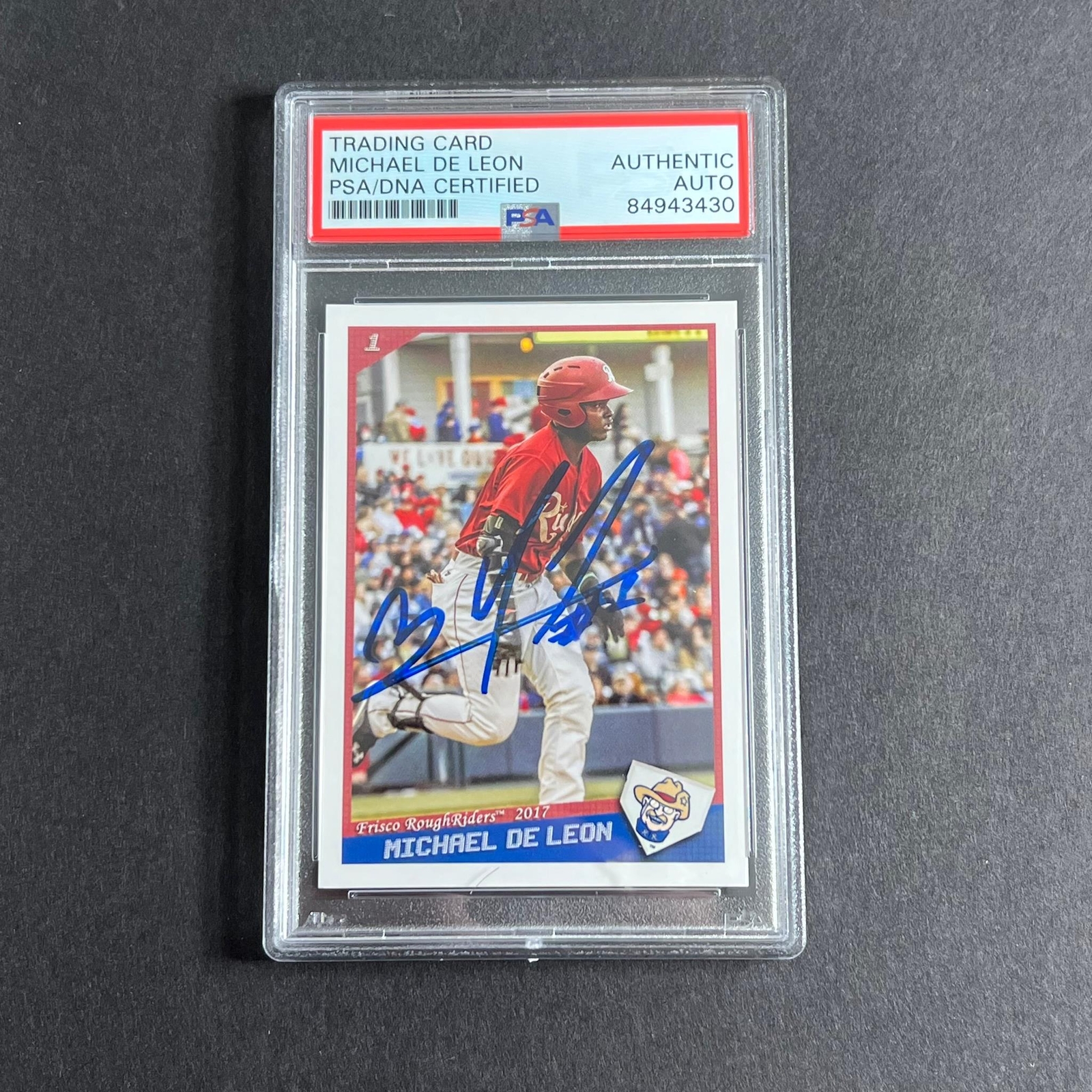 2017 Grandstand #1 Michael De Leon Signed Card PSA Slabbed Roughriders
