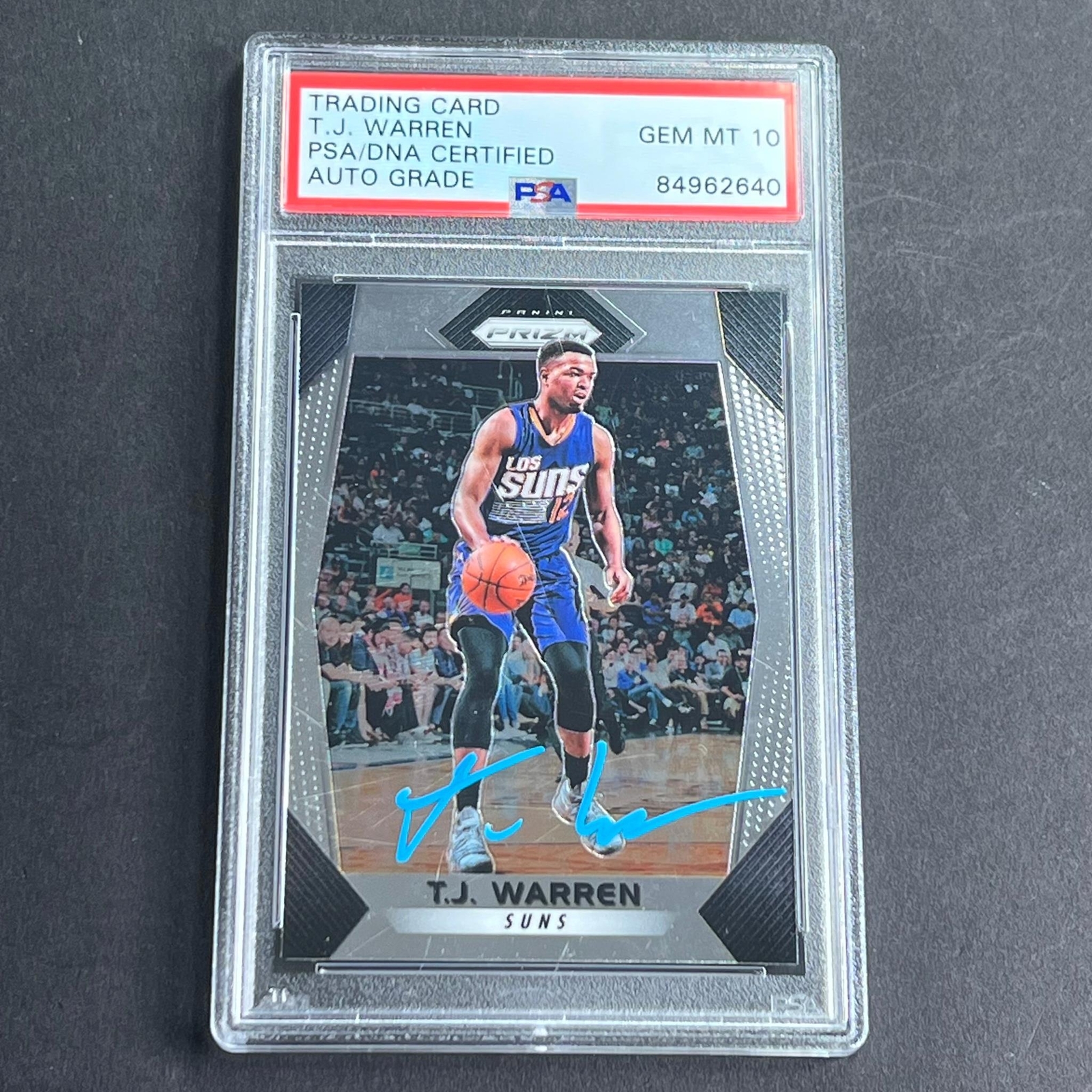 2017-18 Panini Prizim #64 TJ WARREN Signed Card AUTO Grade 10 PSA Slabbed Suns
