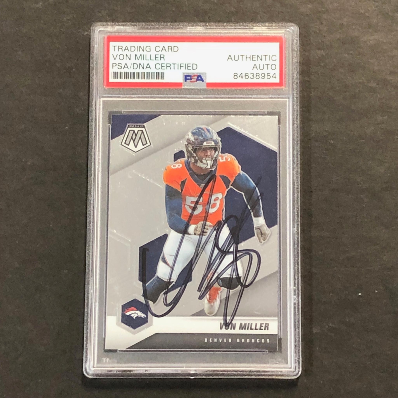 2021 Panini Mosaic #71 Vonn Miller Signed Card AUTO PSA Slabbed Broncos
