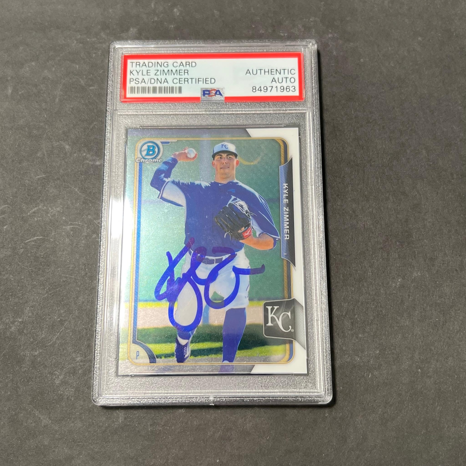 2015 Topps Bowman Chrome #81 Kyle Zimmer Signed Card Auto PSA Slabbed Royals
