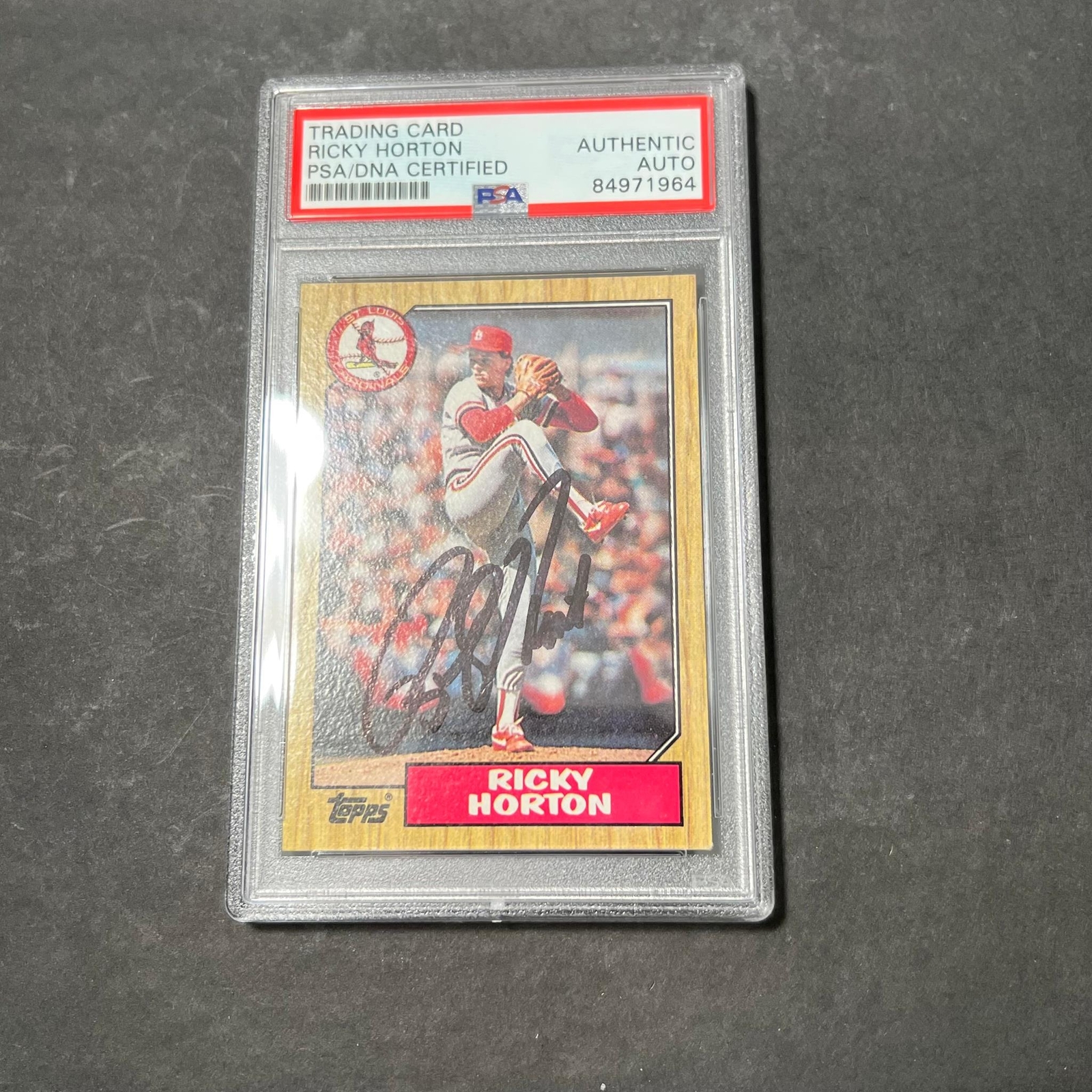 1987 Topps #542 Ricky Horton Signed Card PSA Slabbed Auto Grade Cardinals
