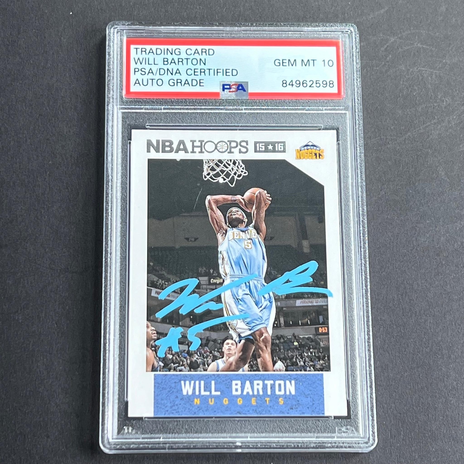 2015-16 Panini Hoops #214 Will Barton Signed Card AUTO Grade 10 PSA Slabbed Nugg
