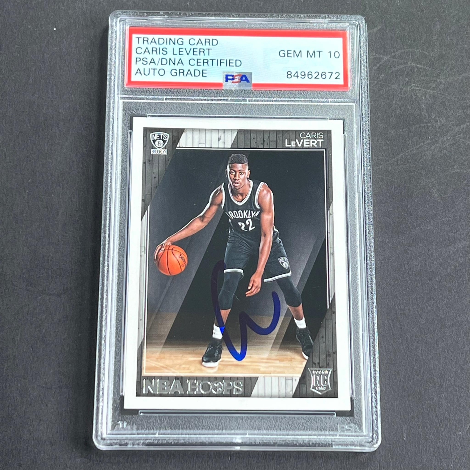 2016-17 NBA Hoops #277 Caris LeVert Signed Card AUTO PSA Slabbed Nets
