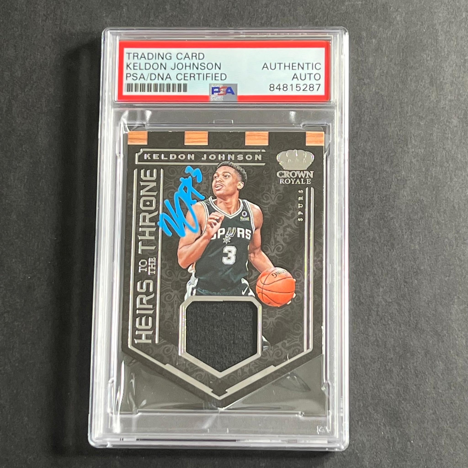2019-20 Panini Crown Royale #HT-KJ Keldon Johnson Signed Card PSA Slabbed Spurs
