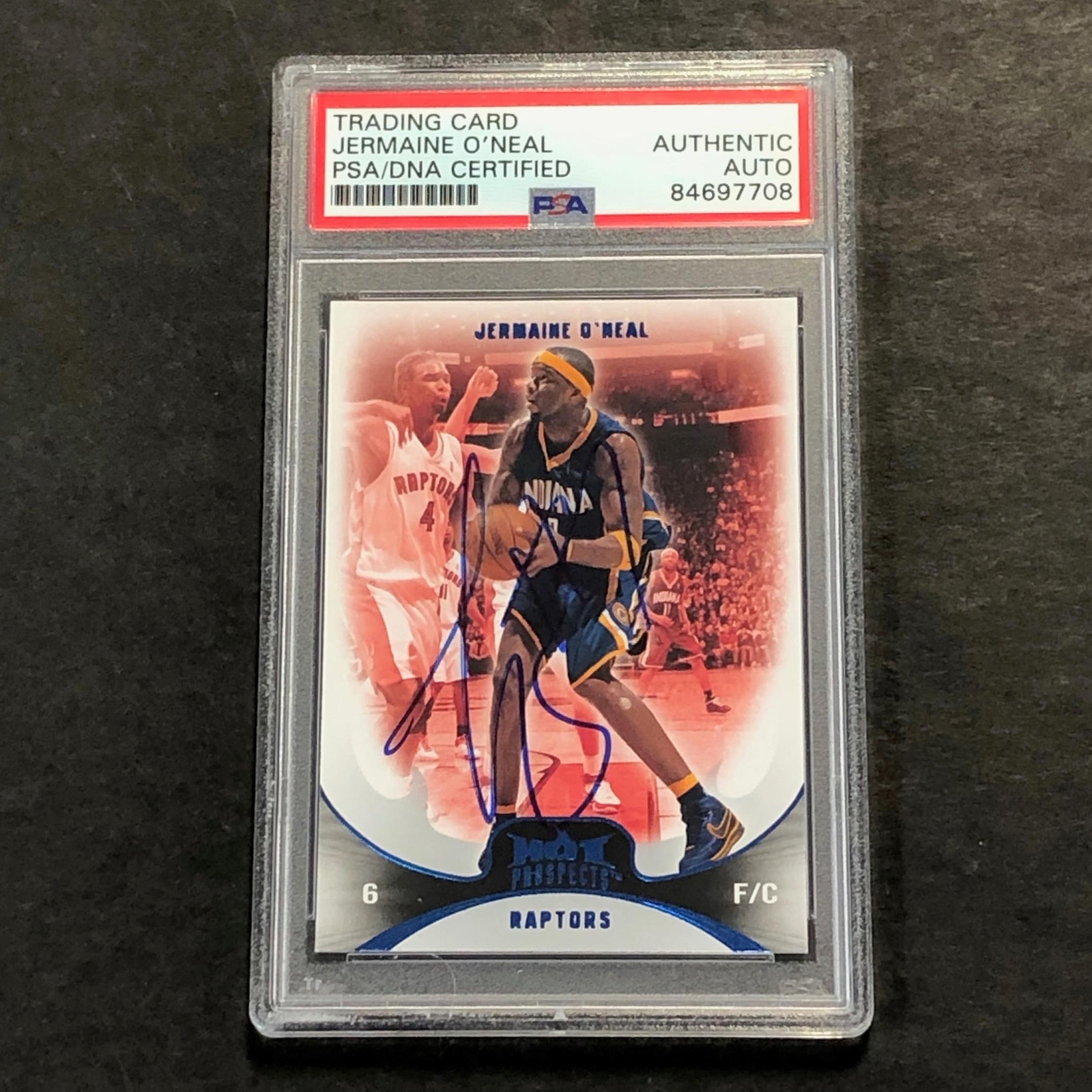 2008-09 NBA Fleer Blue Hot Prospects #66 Jermaine O'Neal Signed Card AUTO PSA Sl
