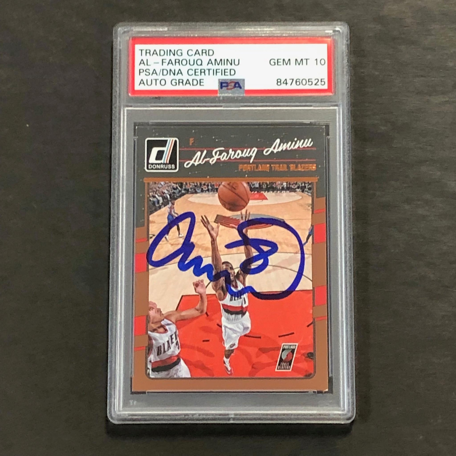 2016-17 Donruss #133 Al-Farouq Aminu Signed Card AUTO 10 PSA Slabbed Trail Blaze
