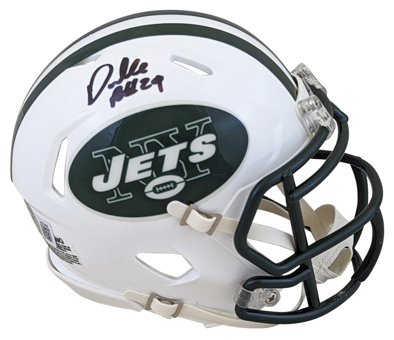 Jets Darelle Revis Authentic Signed 98-18 TB Speed Mini Helmet BAS Witnessed
