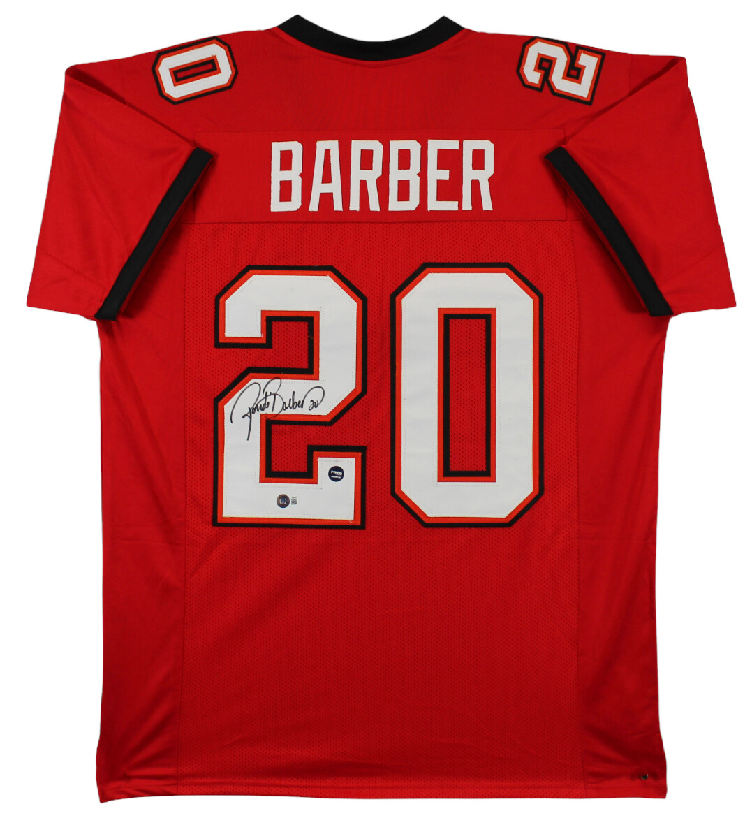 Ronde Barber Authentic Signed Red Pro Style Jersey Autographed BAS Witnessed
