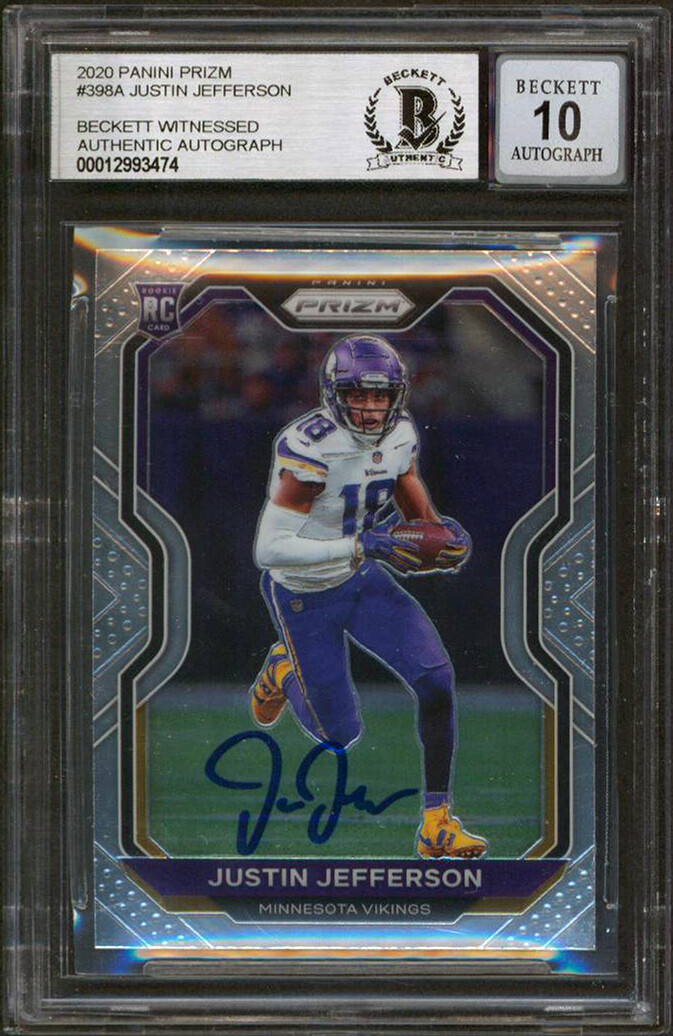 Justin Jefferson Signed 2020 Panini Prizm #398A RC Card Auto 10! BAS Slabbed 2

