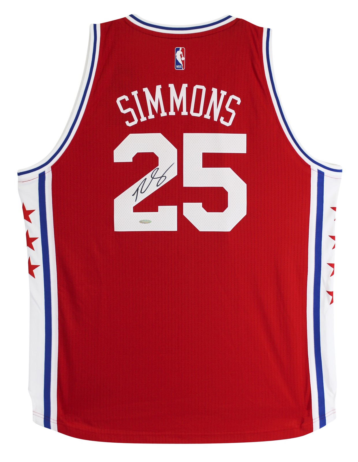 76ers Ben Simmons Authentic Signed Red Adidas Swingman Jersey UDA #BAM55872
