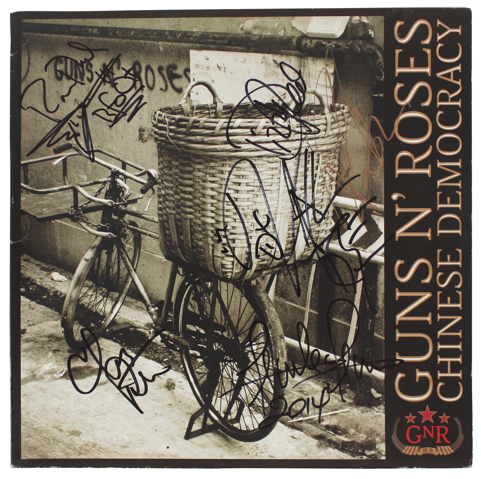 Guns N' Roses (6) Axl Rose +5 Signed Chinese Democracy Album Cover BAS #AB77693

