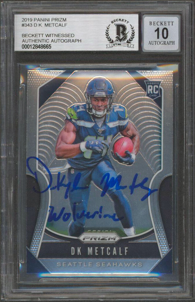 Seahawks DK Metcalf Signed 2019 Panini Prizm #343 RC Auto 10! BAS Slabbed

