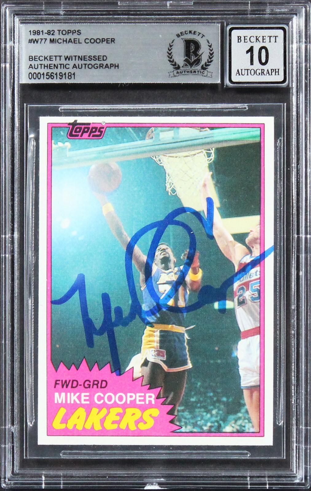 Lakers Michael Cooper Authentic Signed 1981 Topps #W77 Card Auto 10! BAS Slabbed
