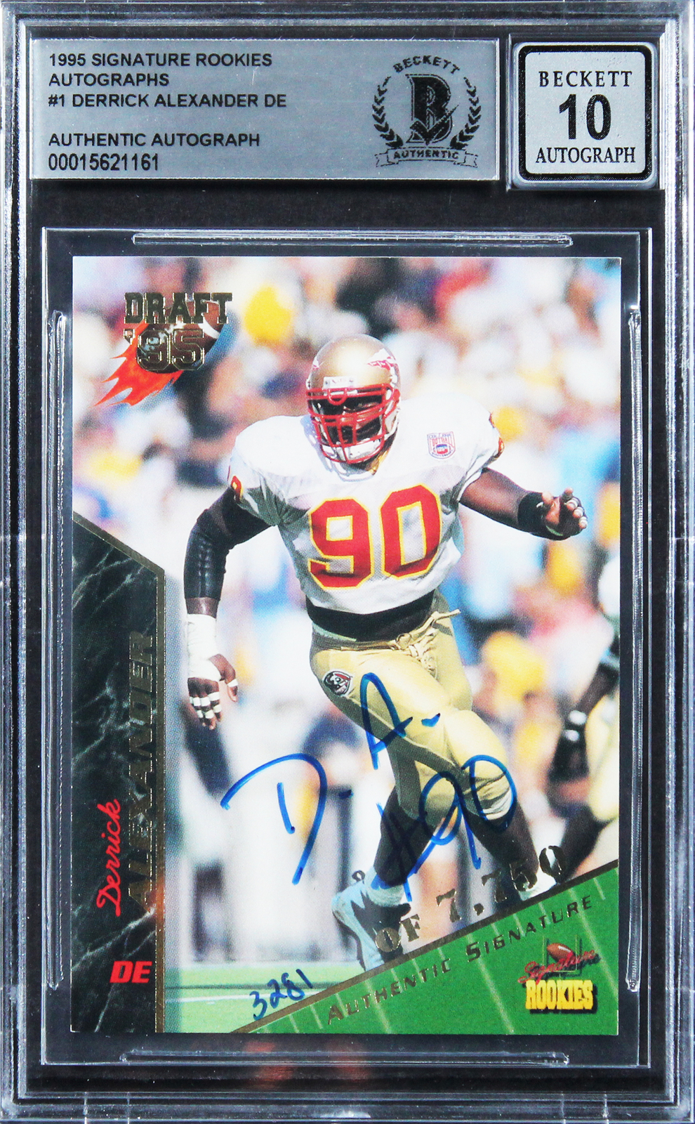 VIKINGS DERRICK ALEXANDER SIGNED 1994 SIGNATURE ROOKIES #1 CARD AUTO 10 BAS SLAB COLLECTIBLE MEMORABILIA