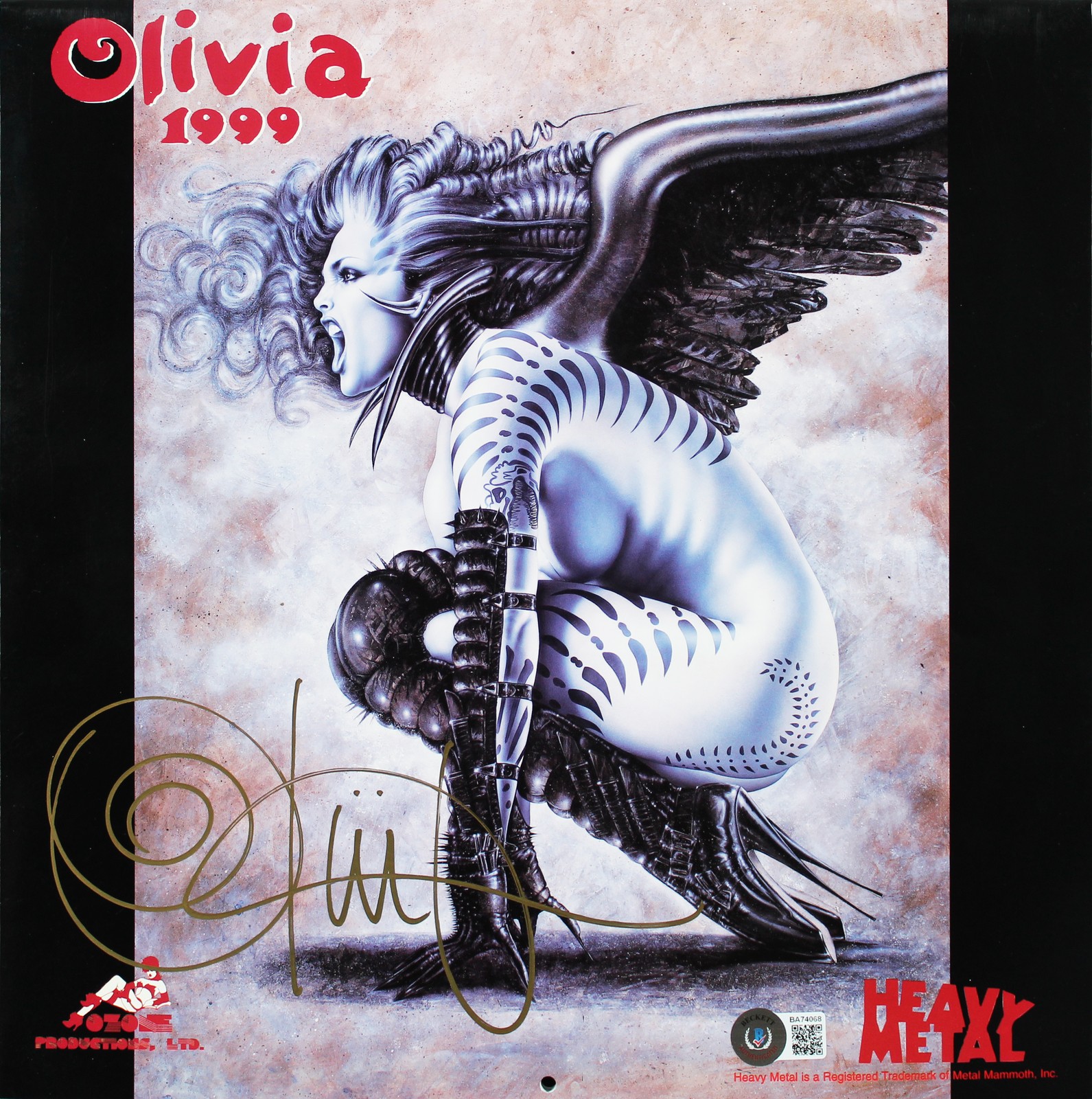 Olivia De Berardinis Authentic Signed 1999 Heavy Metal Calendar BAS #BA74068
