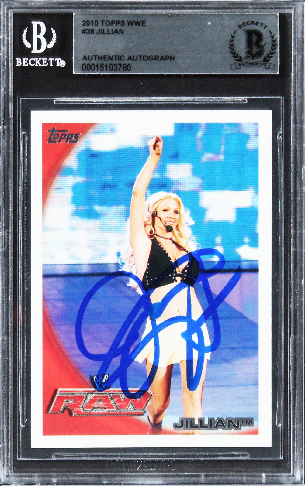 Jillian Hall Authentic Signed 2010 Topps WWE #38 Card BAS Slabbed
