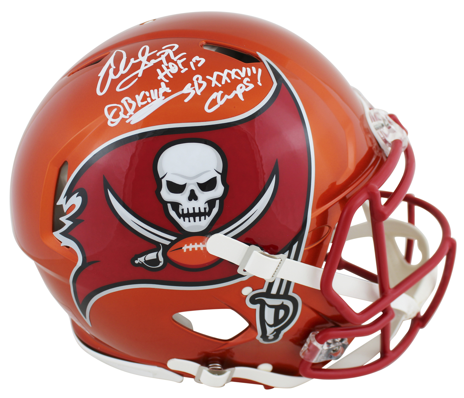 Buccaneers Warren Sapp 3x Insc Signed Flash Full Size Speed Proline Helmet BAS W
