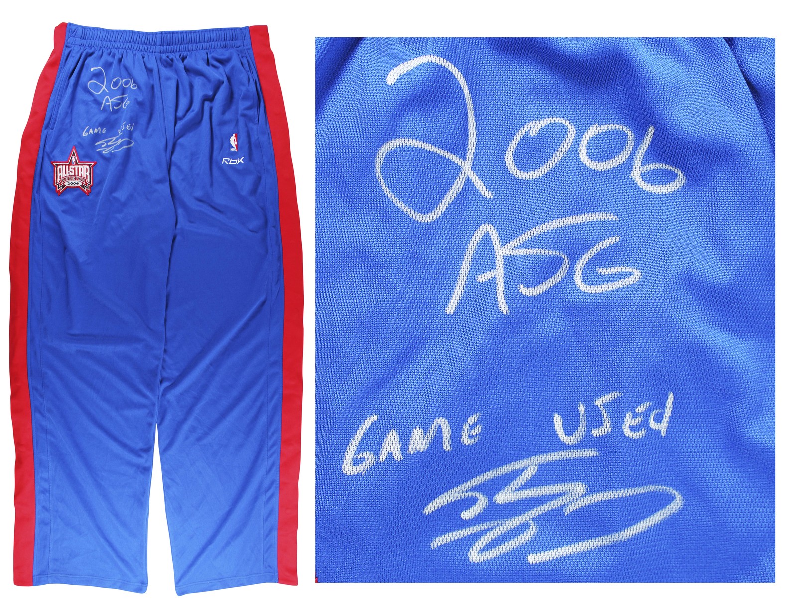 HEAT SHAQUILLE O’NEAL “2006 ASG GAME USED” SIGNED BLUE REEBOK WARMUP PANTS BAS W COLLECTIBLE MEMORABILIA