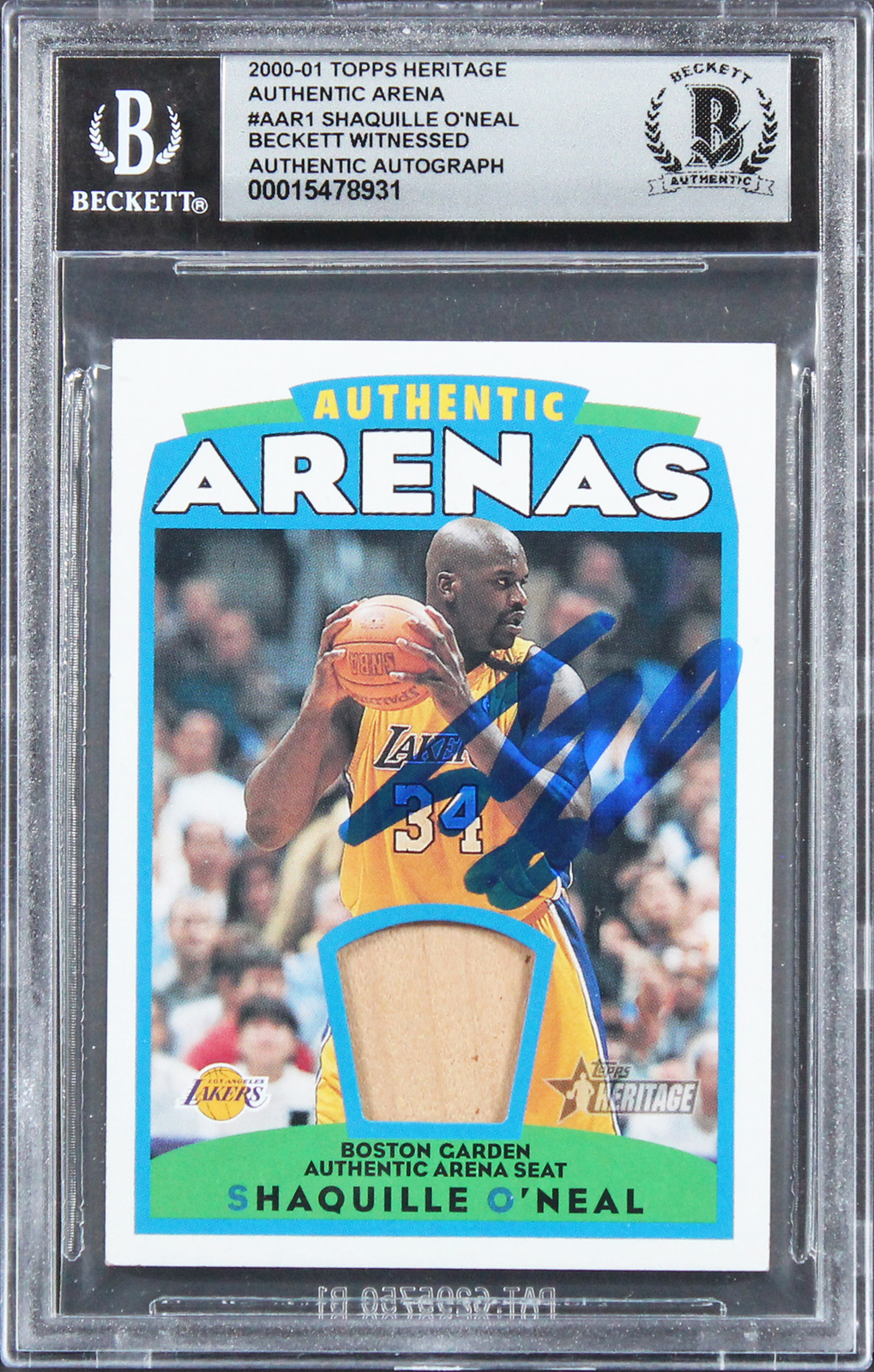 Shaquille O'Neal Signed 2000 Topps Heritage Arena #AAR1 Card Auto 10! BAS Slab 2
