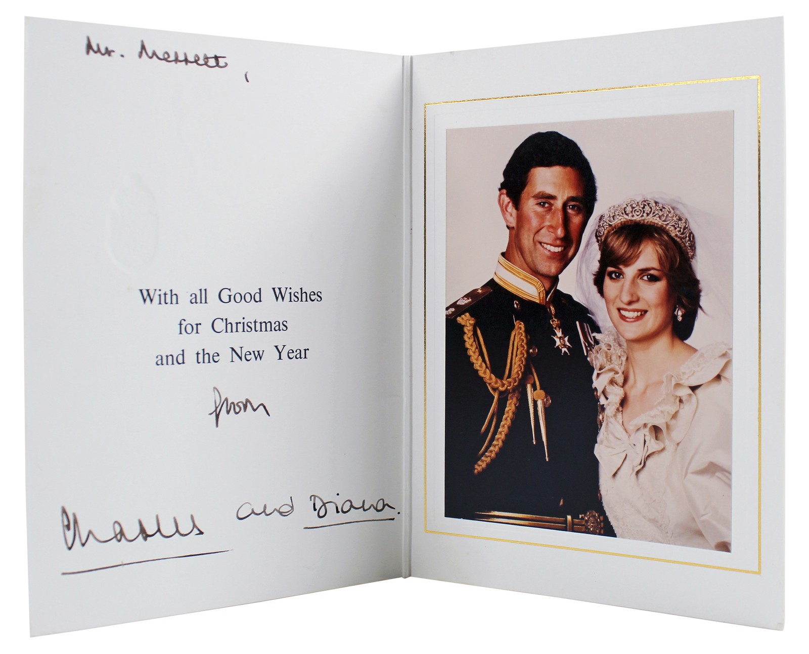 Princess Diana & Prince Charles Signed 1981 7.25x10.5 Christmas Card BAS
