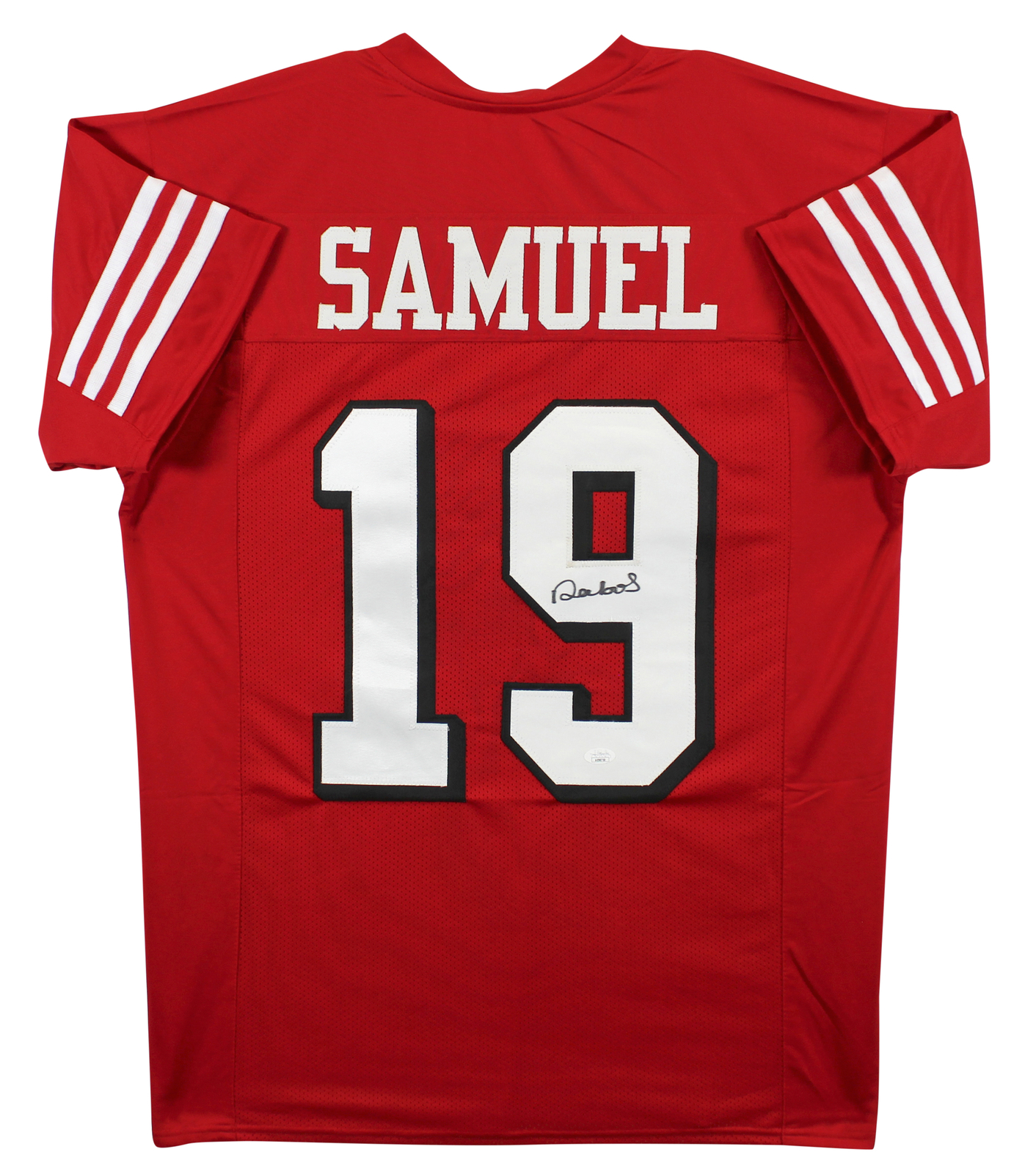 Deebo Samuel Authentic Signed Red Pro Style Jersey w/ Drop Shadow JSA

