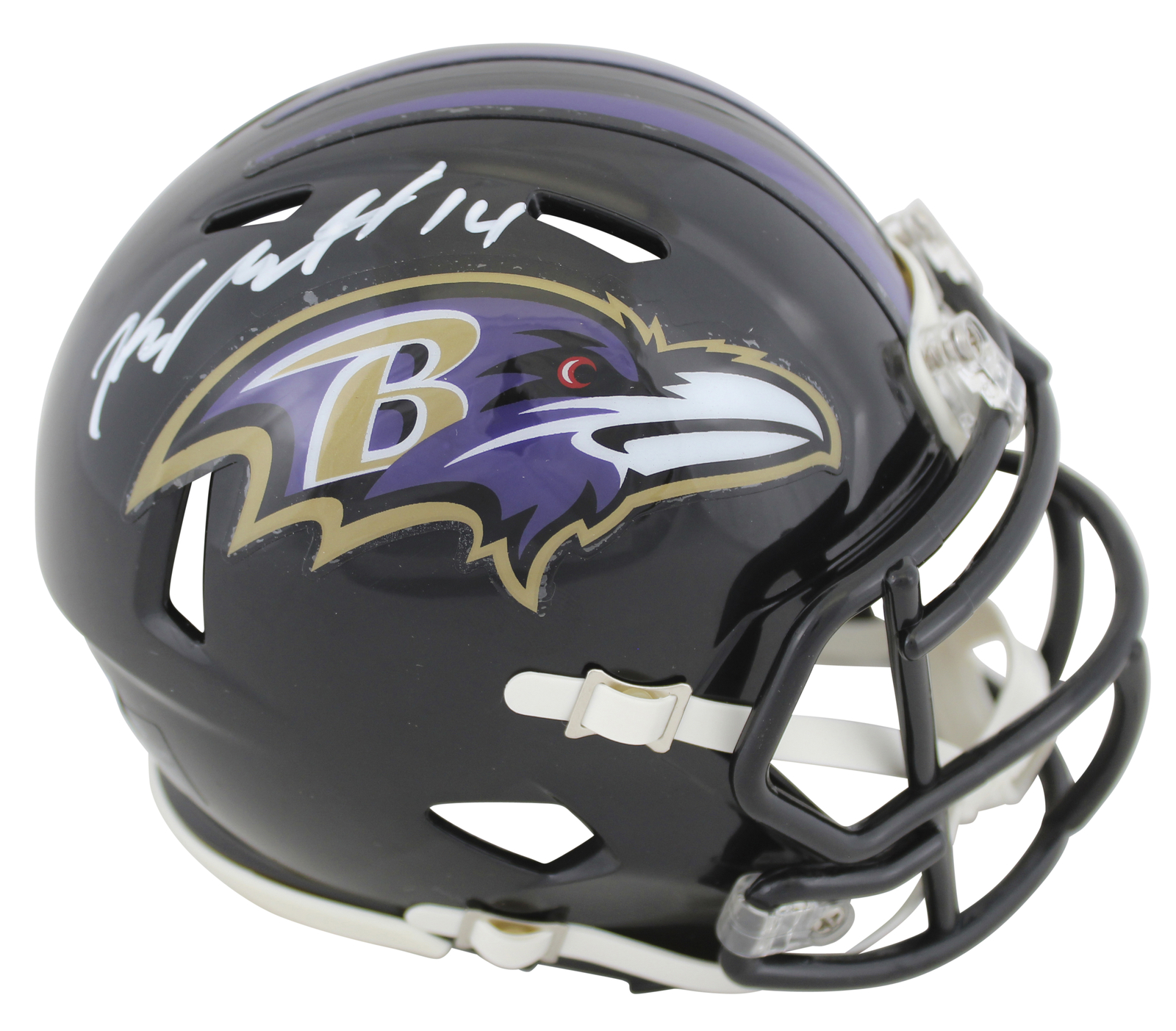 Ravens Kyle Hamilton Authentic Signed Speed Mini Helmet w/ White Sig BAS Witness
