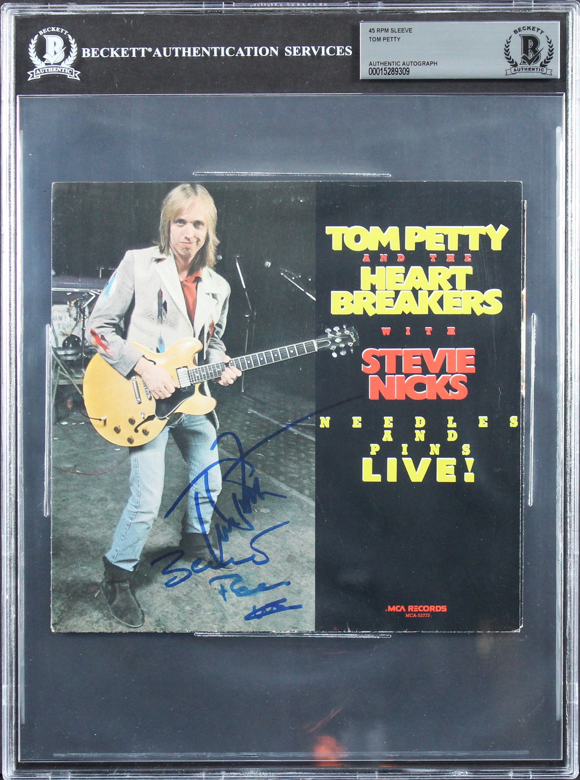 Tom Petty Authentic Signed Needles And Pins Live! 45RPM Album Cover BAS Slabbed
