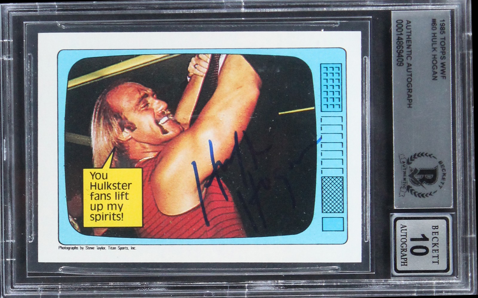 Hulk Hogan Authentic Signed 1985 Topps WWF #60 Rookie Card Auto 10! BAS Slabbed
