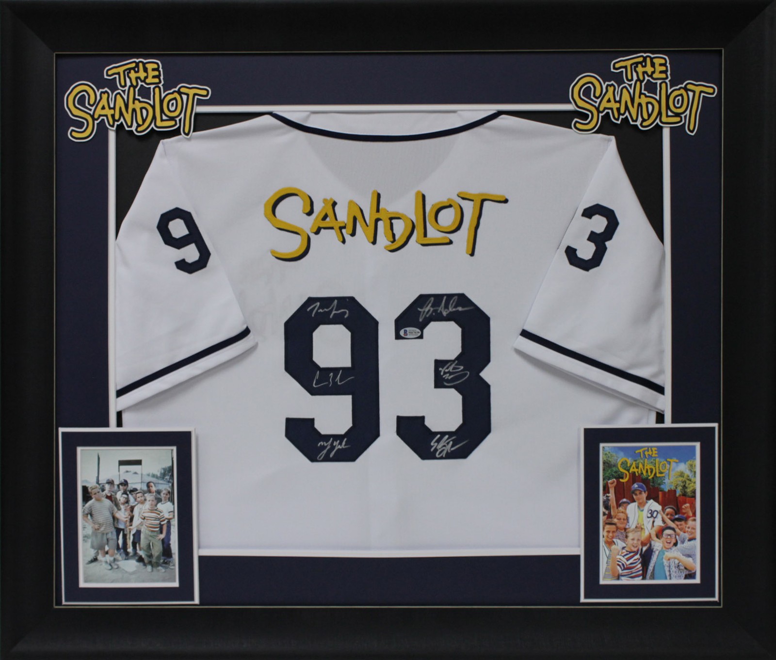 The Sandlot Cast (6) Guiry, Leopardi, York +3 Signed Framed Jersey BAS Witnessed

