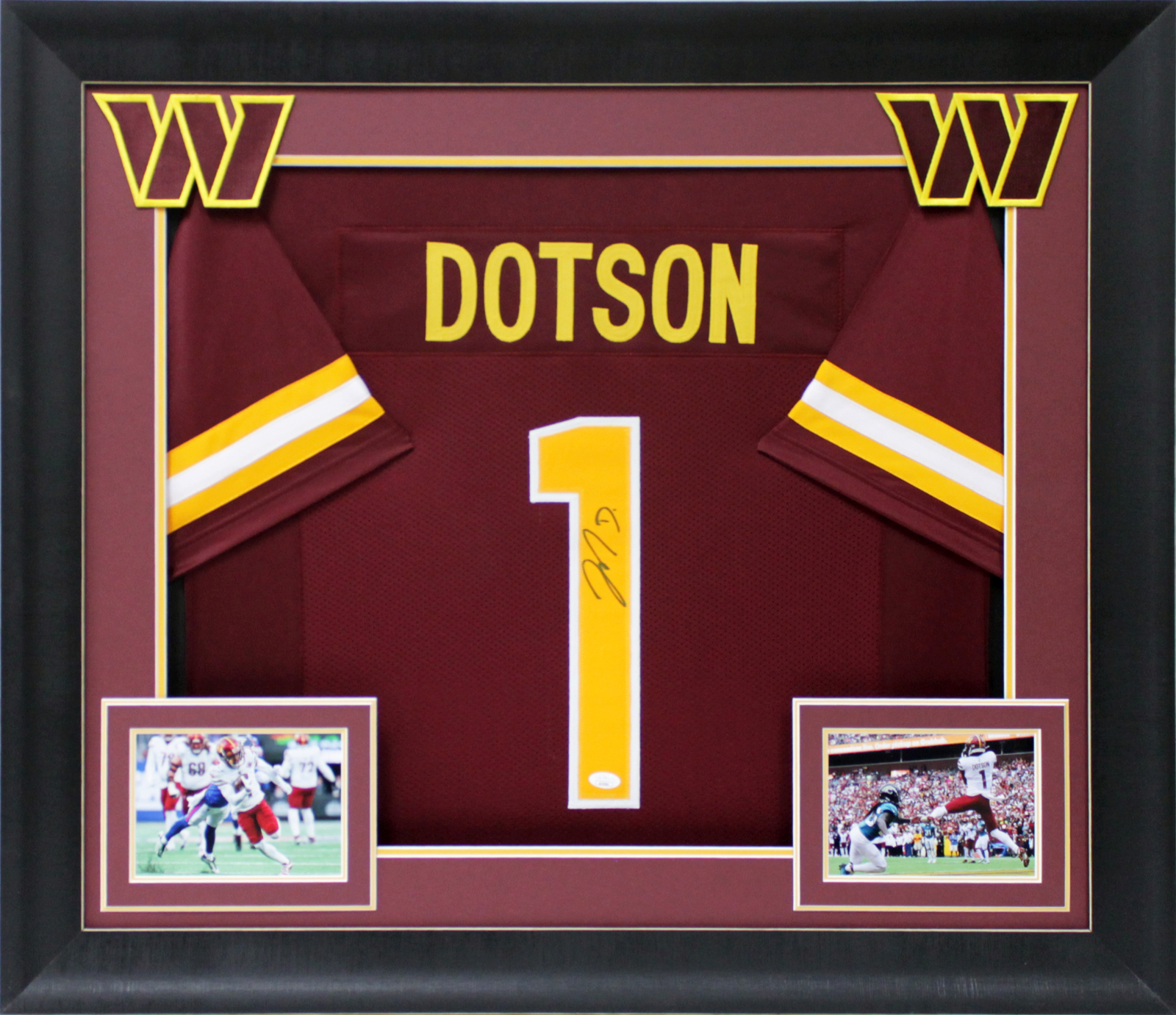 Johan Dotson Authentic Signed Maroon Pro Style Framed Jersey w/ Yellow #'s JSA
