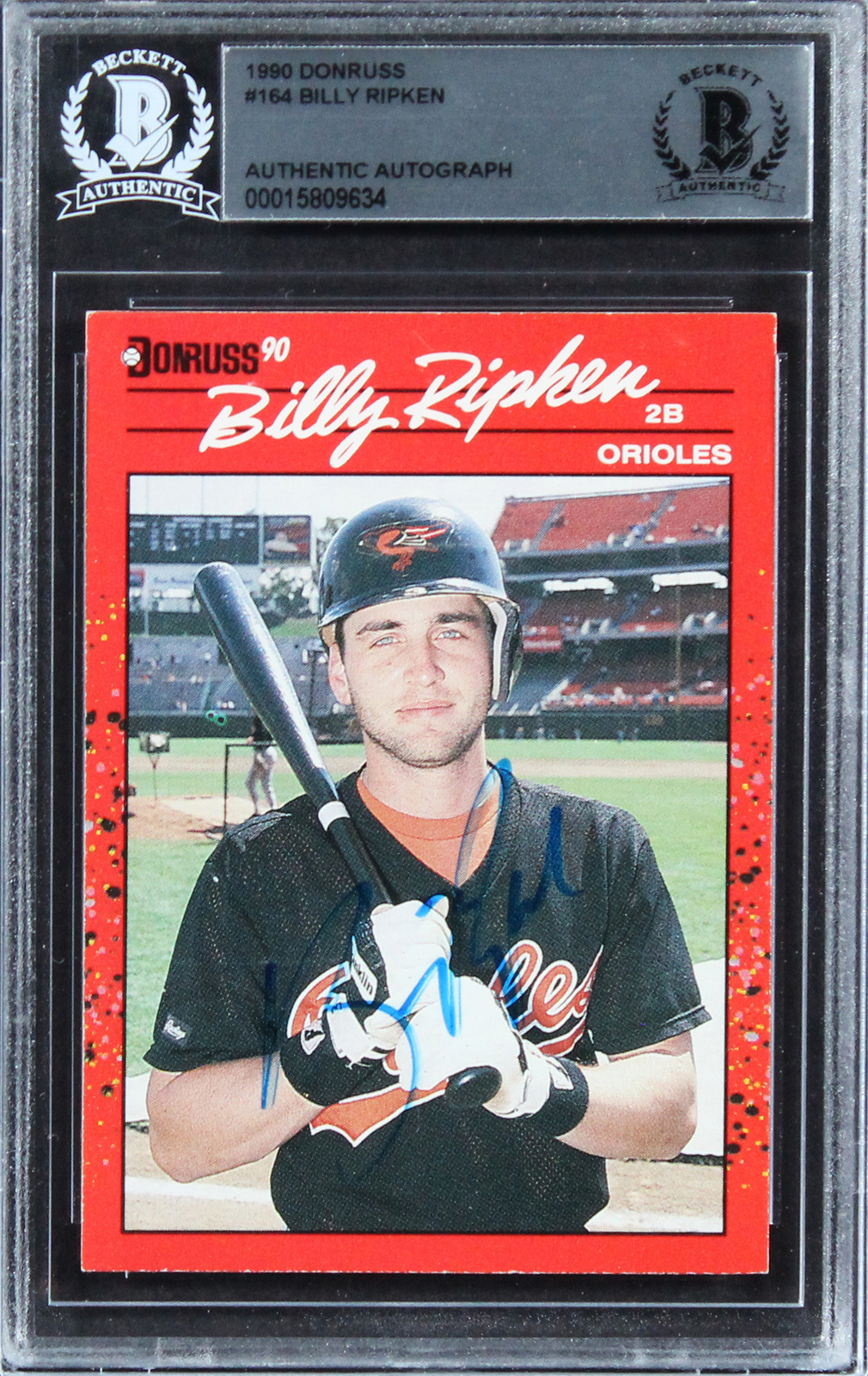 Orioles Billy Ripken Authentic Signed 1990 Donruss #164 Card BAS Slabbed
