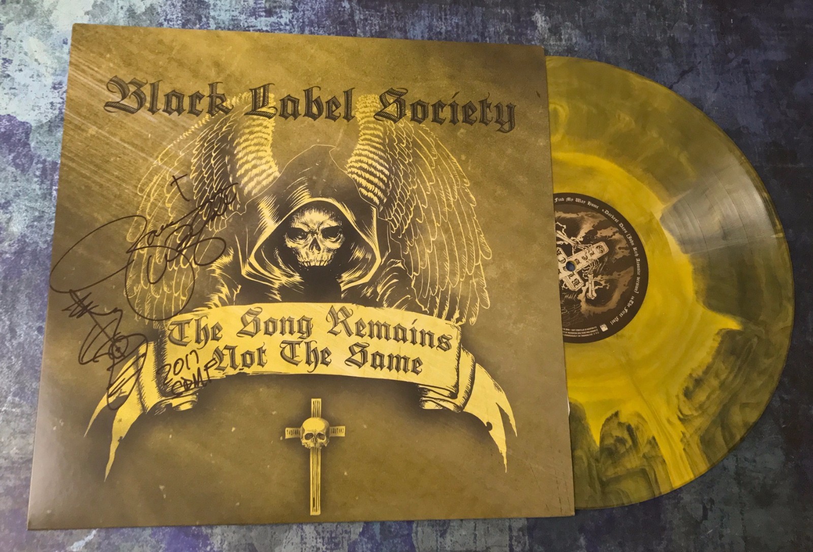 GFA Black Label Society * ZAKK WYLDE * Signed Record Album w/sketch AD1 COA