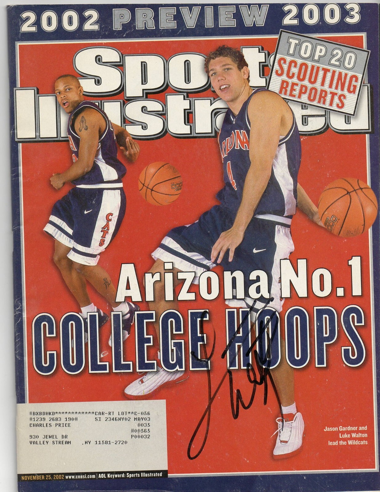 LUKE WALTON SIGNED SPORTS ILLUSTRATED MAGAZINE AUTHENTIC AUTOGRAPH ARIZONA
